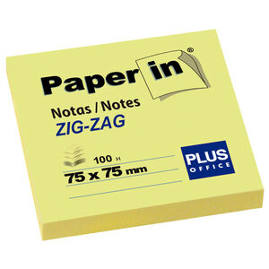 Bloc Notas Adhesivas Paper In Plus Office Zig-Zag 75Mmx75Mm Amarillas 100 Hojas