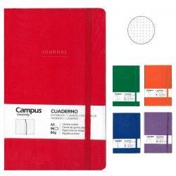 Cuaderno Puntos A5 96 Hj 80 Gr C/goma T/d Forrado Tela Colores Surtidos