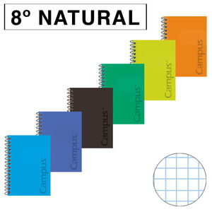 Cuaderno Espiral Cuadrícula 4Mmx4Mm 8º Natural Campus Tapa Pp 80 Hj 60 Gr Colores Surtidos