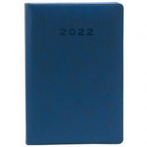Agenda B5 Dia Pagina Plus Classic Pvc Tacto Cuero Azul 2022