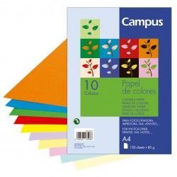 Papel Campus A4 80 Gr Paquete 100 Hj 10 Colores Surtidos