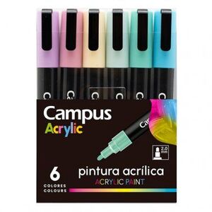 Rotuladores Punta de Fibra Campus Acrylic Blister 6 Colores Pastel