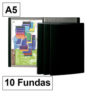 Carpeta Plus Office Flexible A5 10 Fundas Negro