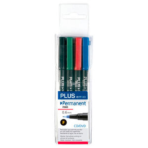 Rotulador Permanente Plus Office Fino 0,6 mm Colores Surtidos Blister 4 ud
