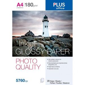 Papel Fotografico A4 Plus Office Glossy Paper 180 Gr Blister 20 Hojas