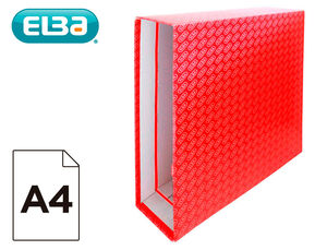 Caja Archivador de Palanca Carton Forrado Elba Din A4 Lomo 85 mm Rojo