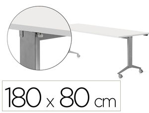 Mesa Rocada 2003Fd04 con Tablero Abatible Color Aluminio/blanco 180X80 cm