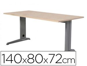 Mesa de Oficina Rocada Metal 2001Ac01 Aluminio /haya 140X80 cm