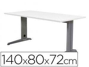 Mesa de Oficina Rocada Metal 2001Ac04 Aluminio /blanco 140X80 cm