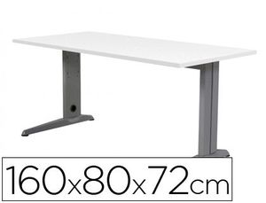 Mesa de Oficina Rocada Metal 2002Ac04 Aluminio /blanco 160X80 cm