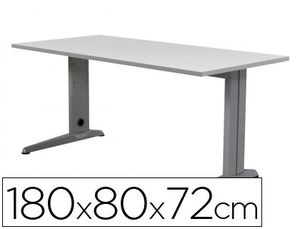 Mesa de Oficina Rocada Metal 2003Ac02 Aluminio /gris 180X80 cm