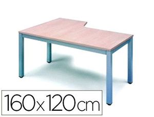 Mesa Oficina Rocada Serie Executive Forma en L Derecha 160X120 cm Acabado Ad01 Aluminio/haya