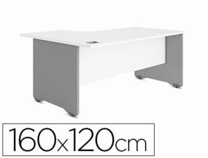 Mesa Rocada Serie Work 160X120 cm Izquierda Acabado Ab04 Aluminio/blanco