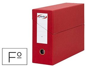 Caja Transferencia Pardo Folio Forrado Extra Doble Lomo 80 mm Estuche Interior con Tarjetero Roja