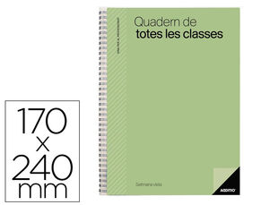Cuaderno de Todas las Clases Profesorado Addittio 256 Paginas Dia Pagina Color Verde 170X240 mm Catalan