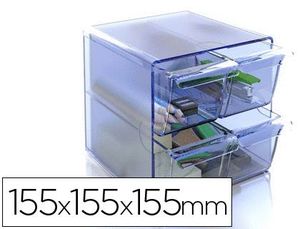 Archicubo Archivo 2000 4 Cajones Organizador Modular Plastico Azul Transparente 155X155X155 mm