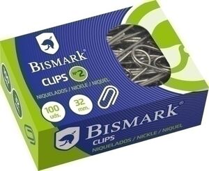 Clip Bismark Nº2 (32 mm. ) Niquelado Caja de 100