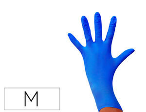 Guante de Nitrilo Desechable Sensitive sin Polvo Talla M Mediana Color Azul Caja de 100 Unidades