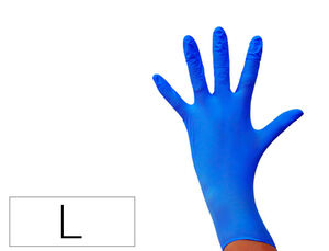 Guante de Nitrilo Desechable Sensitive sin Polvo Talla L Grande Color Azul Caja de 100 Unidades