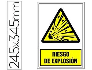 Pictograma Syssa Señal de Advertencia Riesgo de Explosion en Pvc 245X345  mm. Señales de advertencia . La Superpapelería