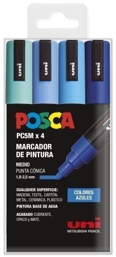 PACK 4 rotuladores POSCA 5M/ Estuche Colores Básicos - Roll Up