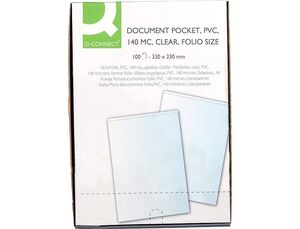 Funda Portadocumento Q-Connect Folio 140 Micras Pvc Transparente 230X330Mm