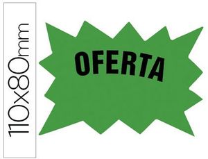 Cartel Cartulina Etiquetas Marcaprecios Verde Fluorescente 110X80 mm -Bolsa de 50 Etiquetas