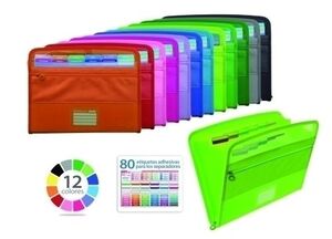 Clasificador Acordeon Office Box Vision Pp A4+ 12 Dptos. Con Cremallera Colorline (9 Colores)