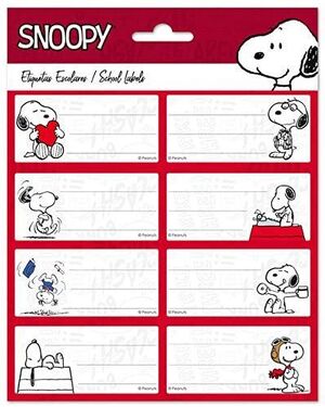 Blister 16 Etiquetas Adhesivas Escolares Snoopy. Etiquetas escolares . La  Superpapelería