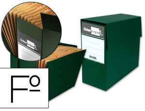 Caja Transferencia Liderpapel con Fuelle Folio Verde