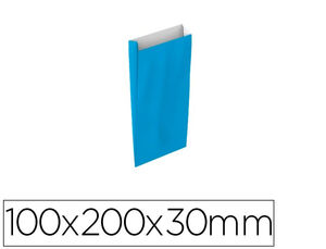 Sobre Papel Basika Celulosa Celeste con Fuelle Xxs 100X200X30 mm Paquete de 25 Unidades