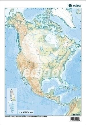 Mapa Color Mudo America del Norte Fisico