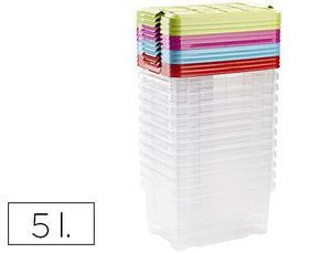 Caja Multiusos Plastico 5 L N 10 Tapa de Color 290X190X140 mm
