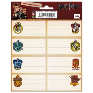 Blister 16 Etiquetas Adhesivas Escolares Erik Harry Potter Escudos