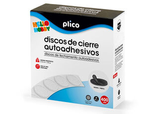 Disco de Cierre Plico Velcro Autoadhesivo 20 mm Diametro Color Negro Caja de 400 Unidades