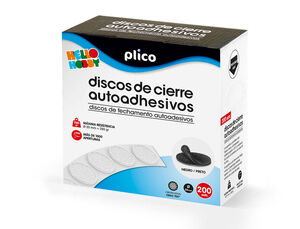 Disco de Cierre Plico Velcro Autoadhesivo 20 mm Diametro Color Negro Caja de 200 Unidades