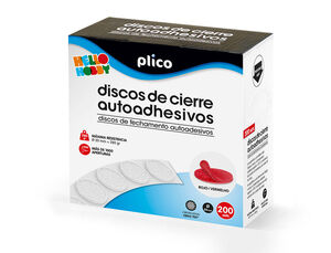 Disco de Cierre Plico Velcro Autoadhesivo 20 mm Diametro Color Rojo Caja de 200 Unidades