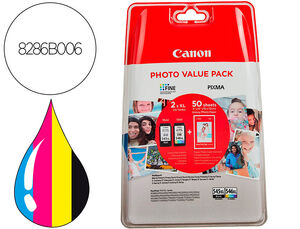 Ink-Jet Canon Photo Value Pixma Mg2450/2550 Multipack Negro/color Pg545Xl+ Cl546Xl +50 Hojas Papel Foto 10X15 cm