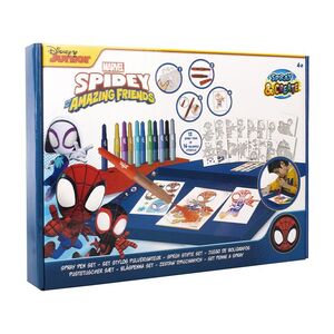 Caja de Dibujo Canenco Aerografos y Plantillas Spiderman