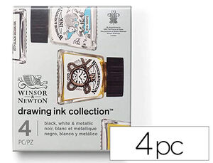 Tinta Caligrafica Winsor&newton Set de 4 Botes Colores Metalicos 14 Ml