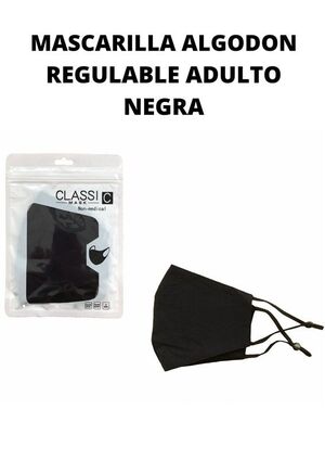 Mascarilla Reutilizable Algodon Adulto Negra