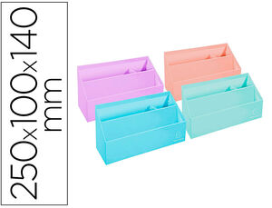 Organizador Exacompta Aquarel Carton Forrado 3 Compartimentos Colores Pastel Surtidos 250X100X140 mm