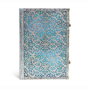 Cuaderno Paperblanks Liso Grande T/d Azul Maya Coleccion Filigrana Plateada