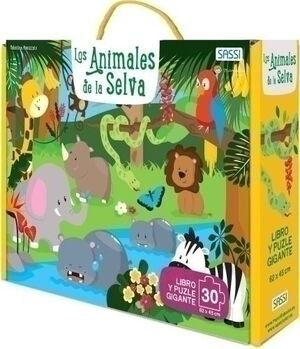 Puzle Gigante y Libro Sassi Manolito Books los Animales de la Selva 30 Piezas (+5 Años)